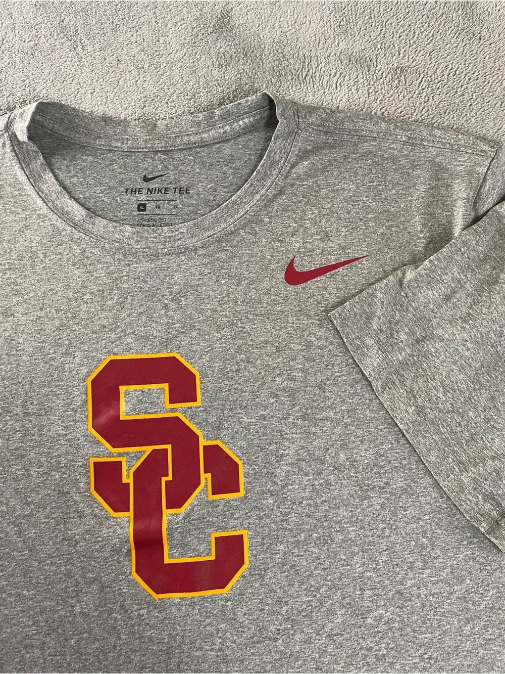 Nike USC Trojans Men's XL Gray Dri-Fit Short Sleeve Athletic Cut Tee T Shirt